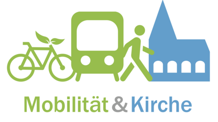 Logo des Netzwerks zeigt ein Fahrrad, einen Bus und einen Fußgänger neben einer Kirche